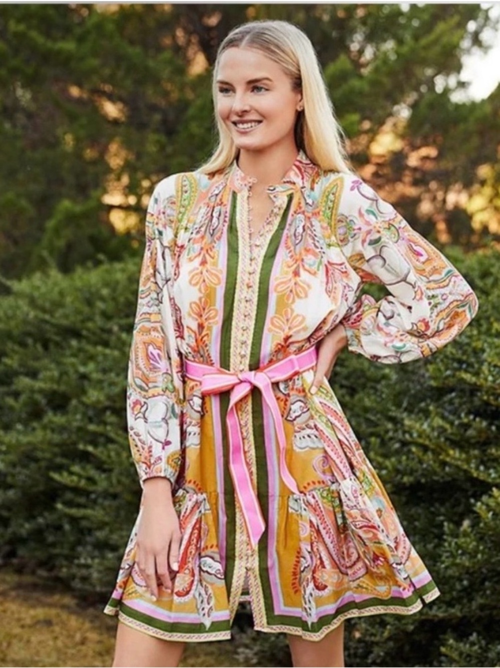 Antonio Melani Brynn Scarf Paisley Tie-Waist Mini Dress Size 6 Preppy Garden